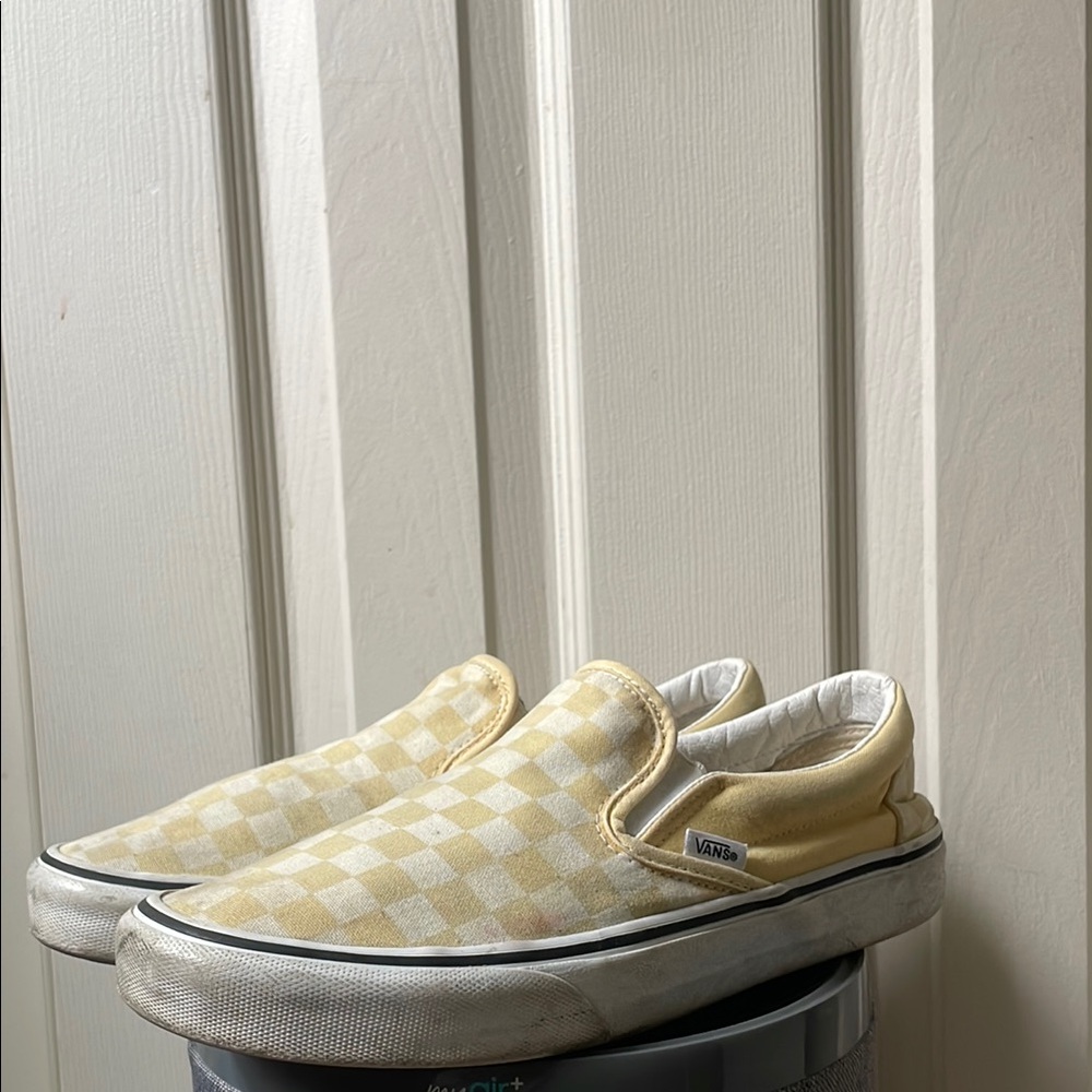 Vans Cream Checkered Slip-On Shoes